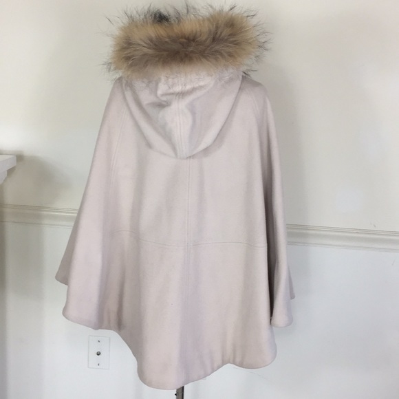 Wool Cashmere FOX Fur Cape Taupe - Picture 3 of 8